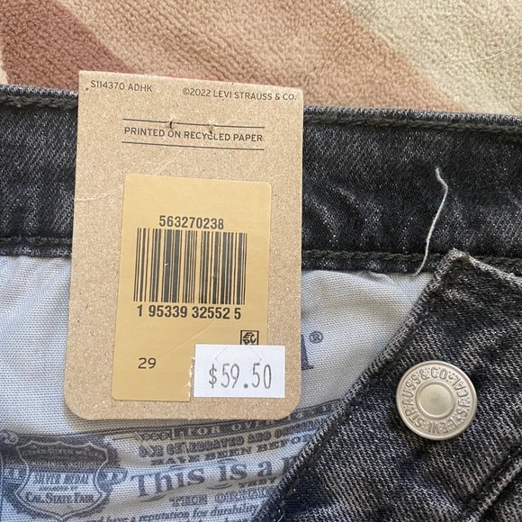 New Levi's 501 Black Distressed High Rise Cutoff Shorts - 29 - Picture 6 of 6